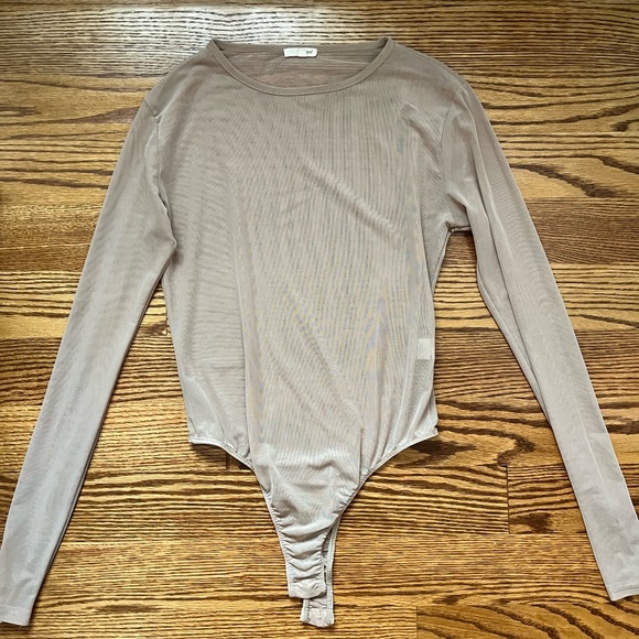 Beige See-Thru Mesh Bodysuit - Picture 1 of 1